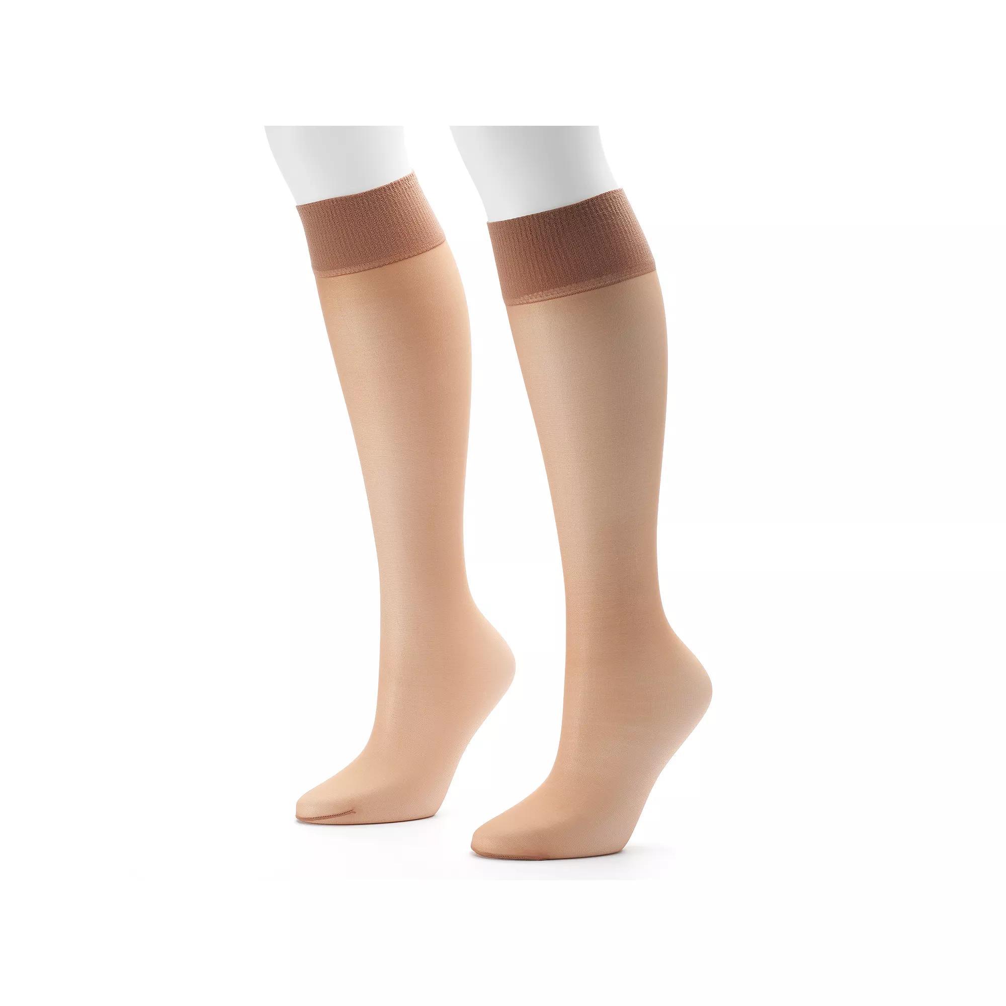 Hanes Alive 2-pk. Full Support Knee-High Pantyhose 0A446, Womens Product Image