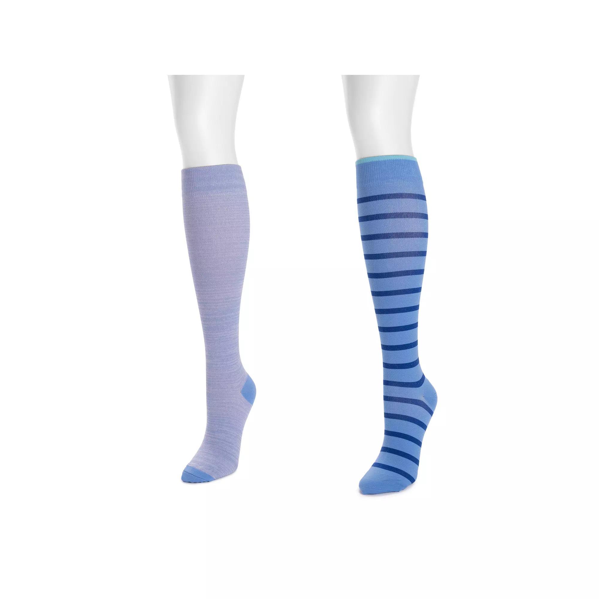 Women's MUK LUKS Nylon Compression Socks 2-Pack, Blue Product Image