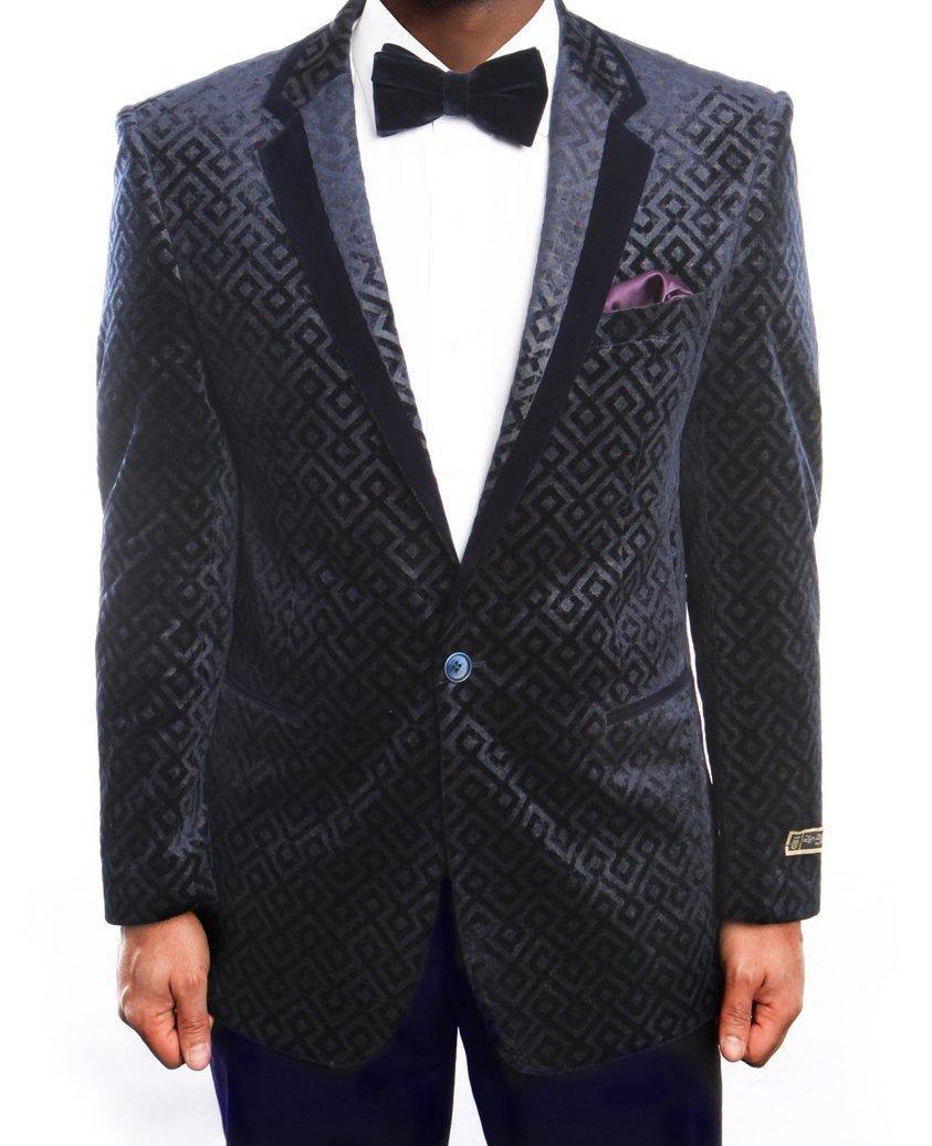 Empire Collection - Vintage Pattern Blazer Regular Fit Navy Product Image