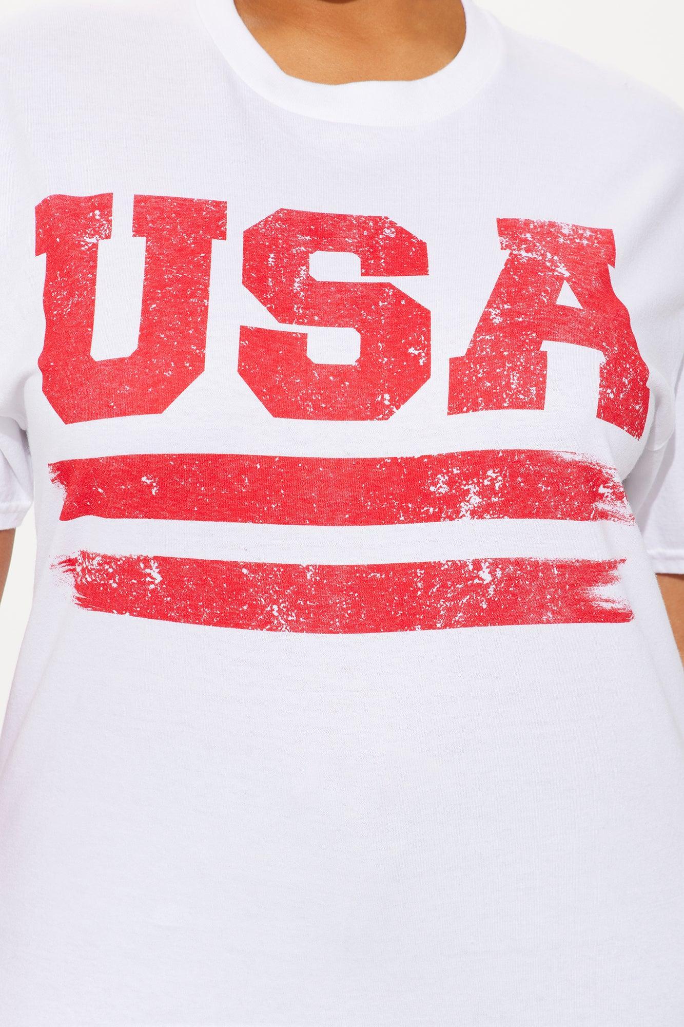 USA Summer Vibe Oversized Tee - White Product Image