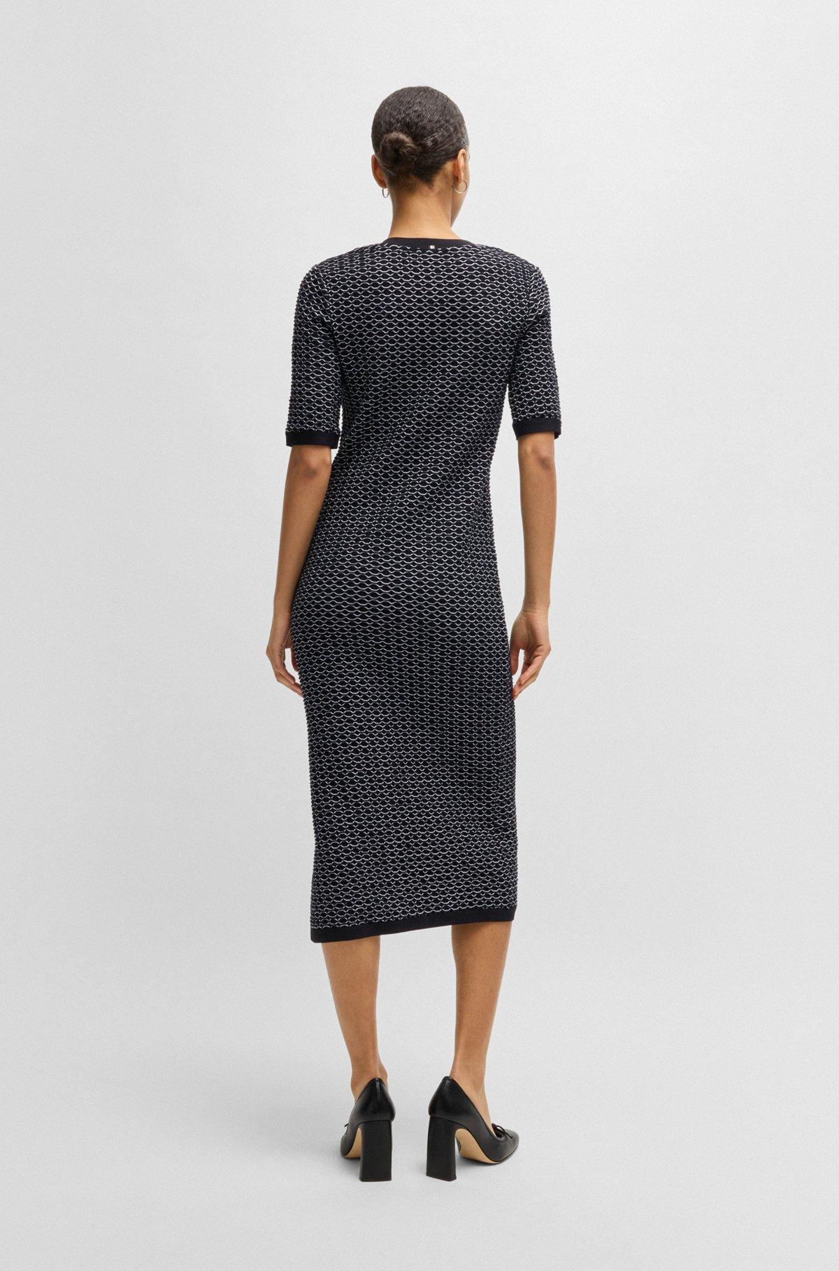 BOSS - Structured-stripe dress in stretch-cotton jersey - Patterned Product Image