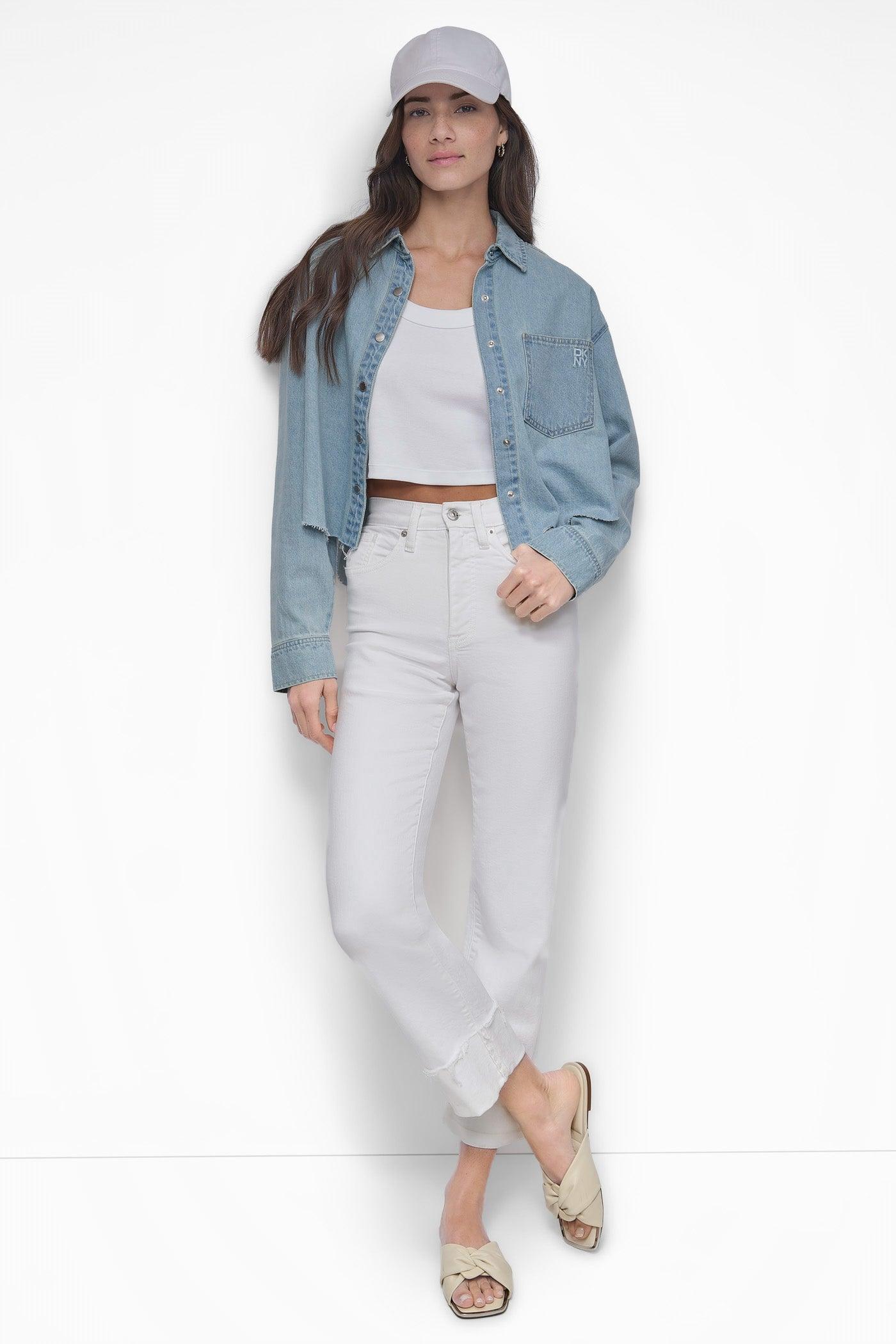 CROPPED DROP SHOULDER LOGO SHIRT Product Image