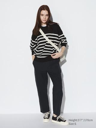 Womens Cotton Relaxed Ankle Pants Black Medium UNIQLO US Product Image