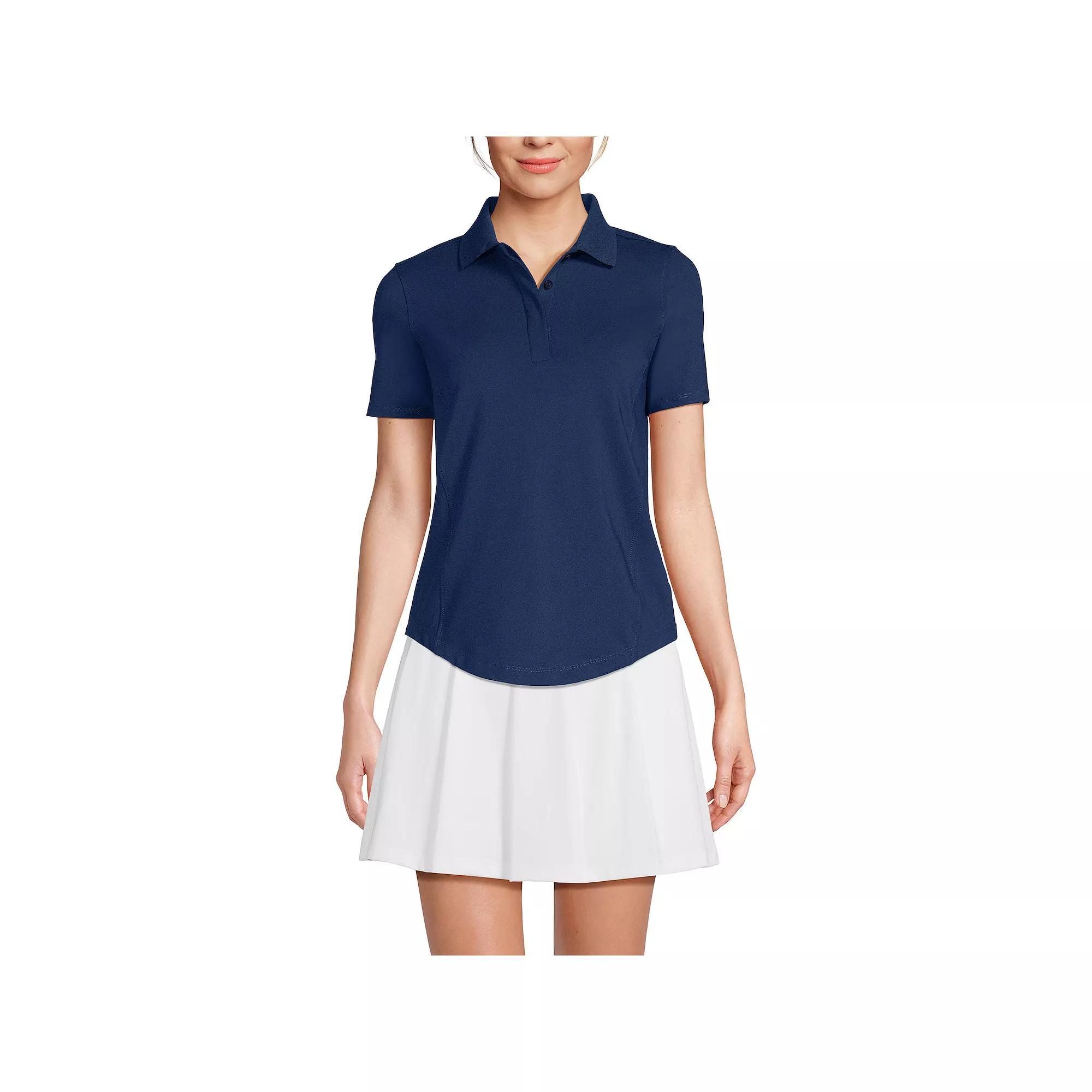 Women's Lands' End Short Sleeve High Impact Polo Top, Size: Large, Deep  Blue Product Image