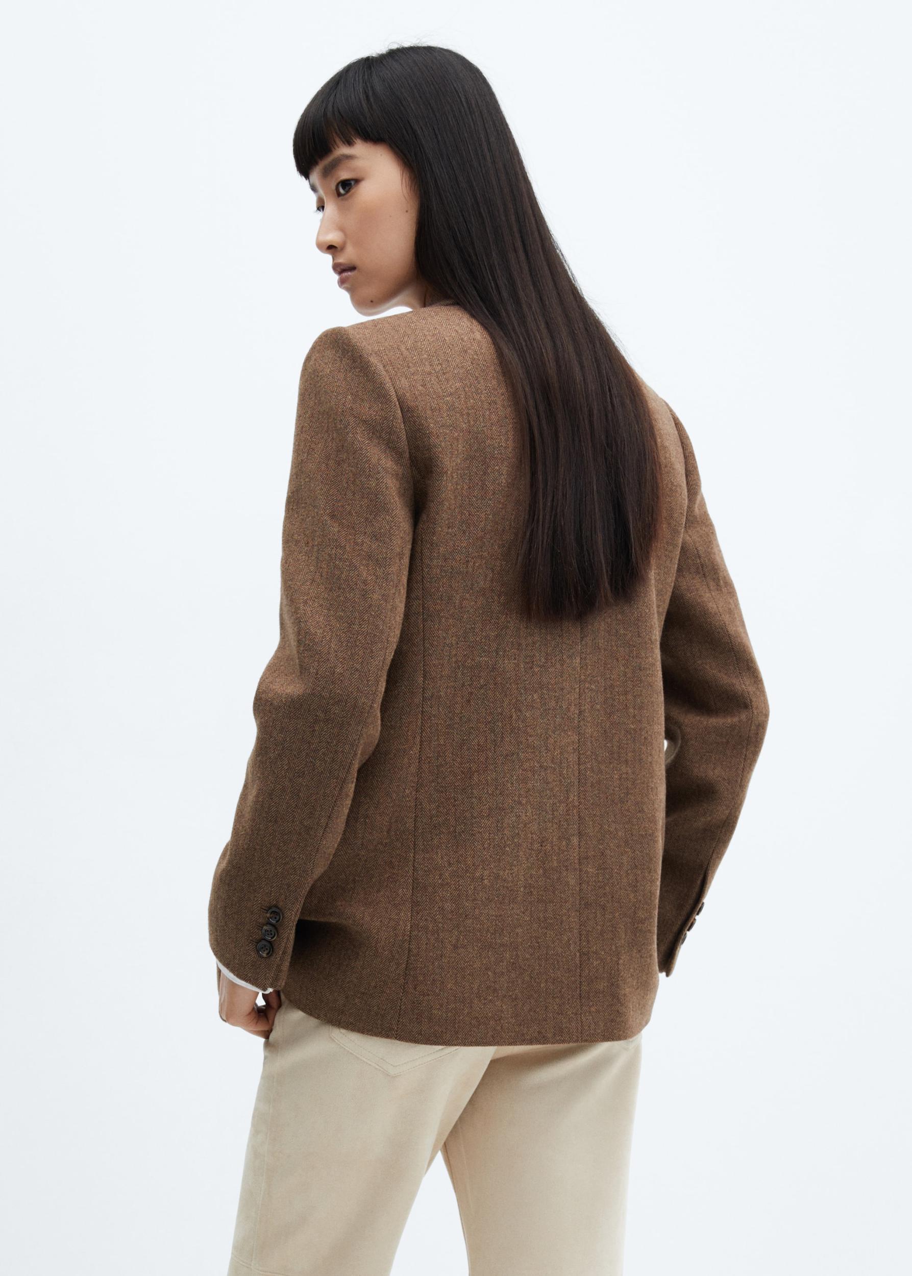 Herringbone wool-blend blazer - Women | MANGO USA Product Image