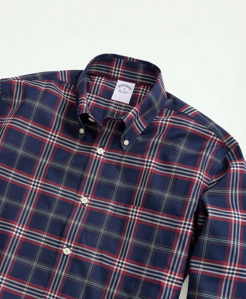 Big & Tall Stretch Supima® Cotton Non-Iron Twill Polo Button-Down Collar Tartan Shirt Product Image