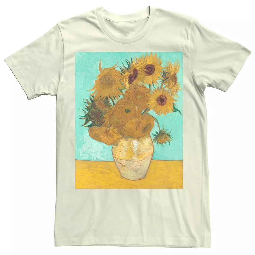 Men's Van Gogh Flowers Painting Tee, Size: Medium, Natural Product Image