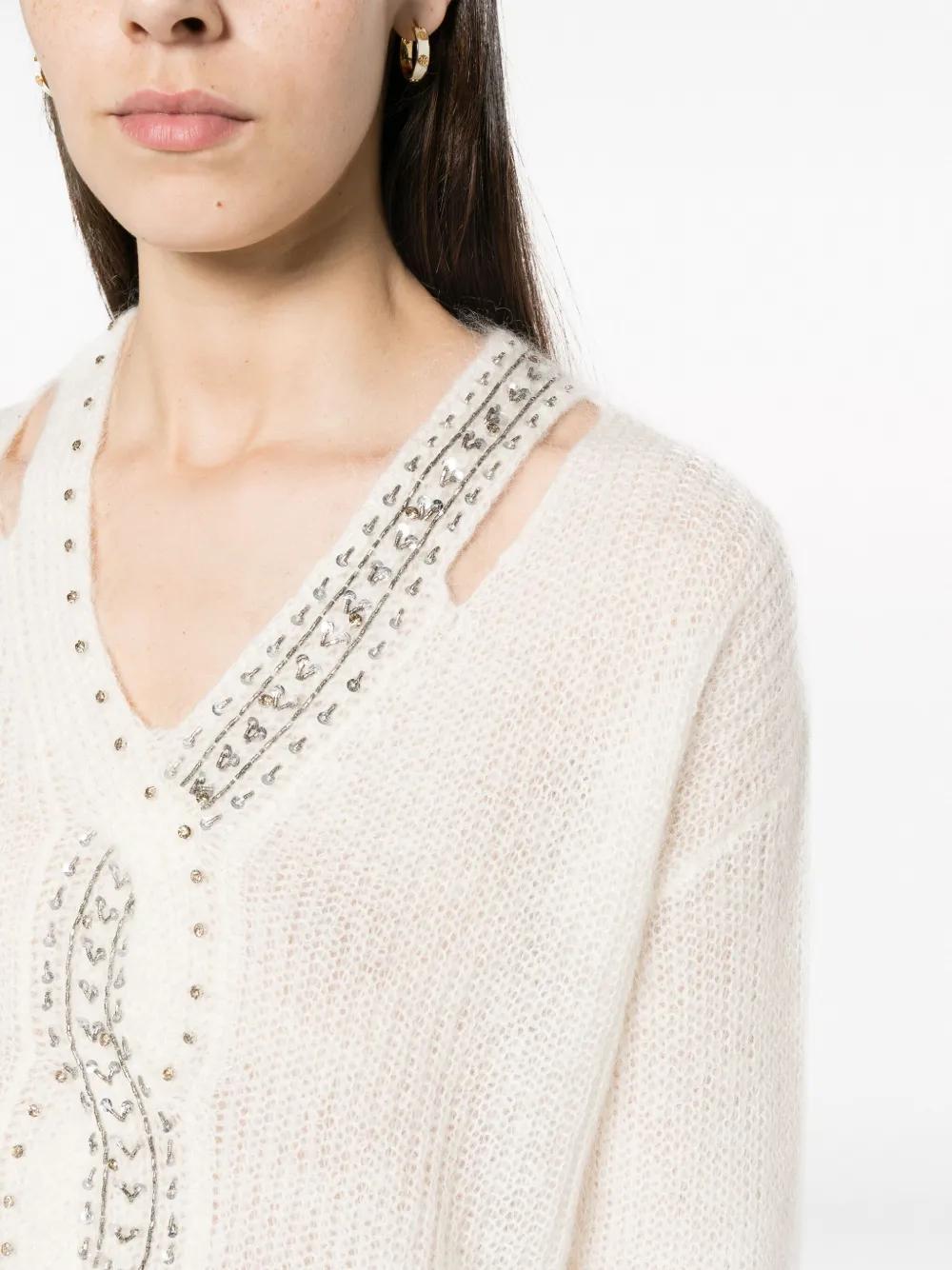 sequin-embellished V-neck jumper Product Image