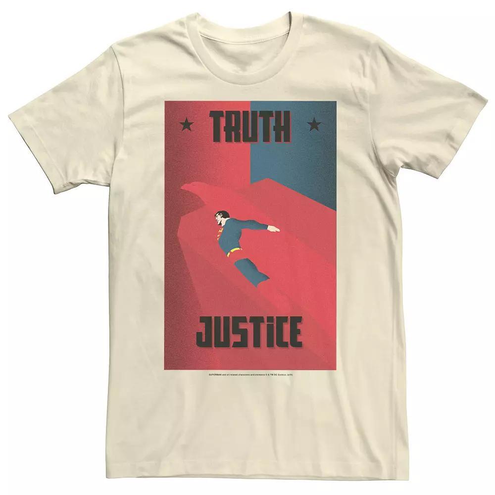 Men's DC Comics Superman Truth And Justice Deco Style Poster Graphic Tee, Size: Medium, Natural Product Image