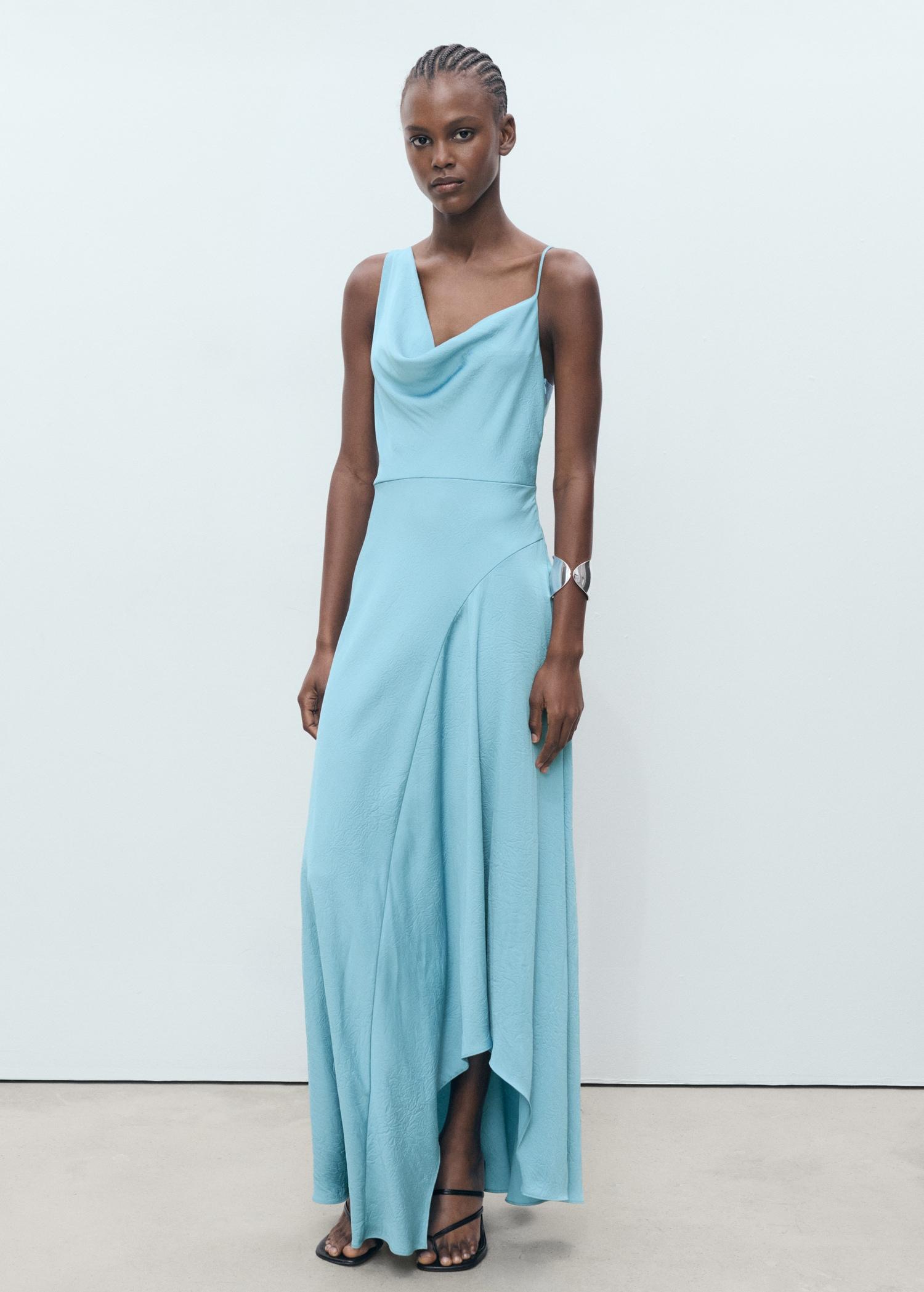 Asymmetrical wrinkled-effect dress - Women | MANGO USA Product Image