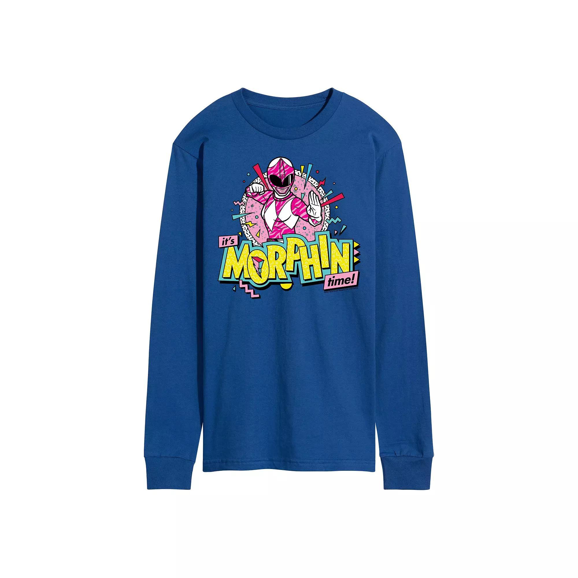 Mens Power Rangers Morphin Pink Long Sleeve Graphic Tee Product Image