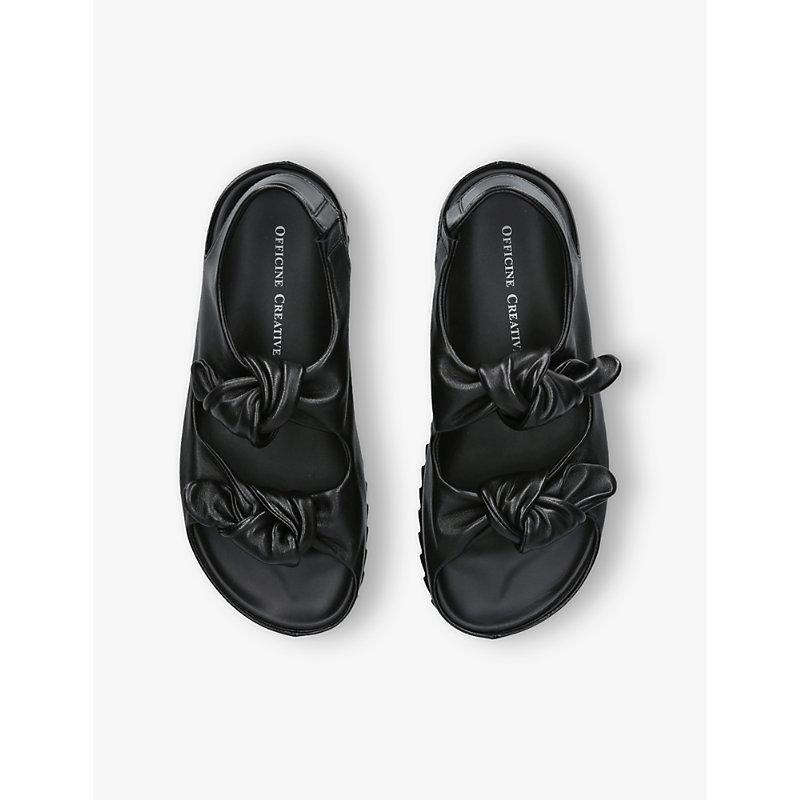 OFFICINE CREATIVE Womens Black Pelagie 022 Twist-knot Leather Sandals Product Image