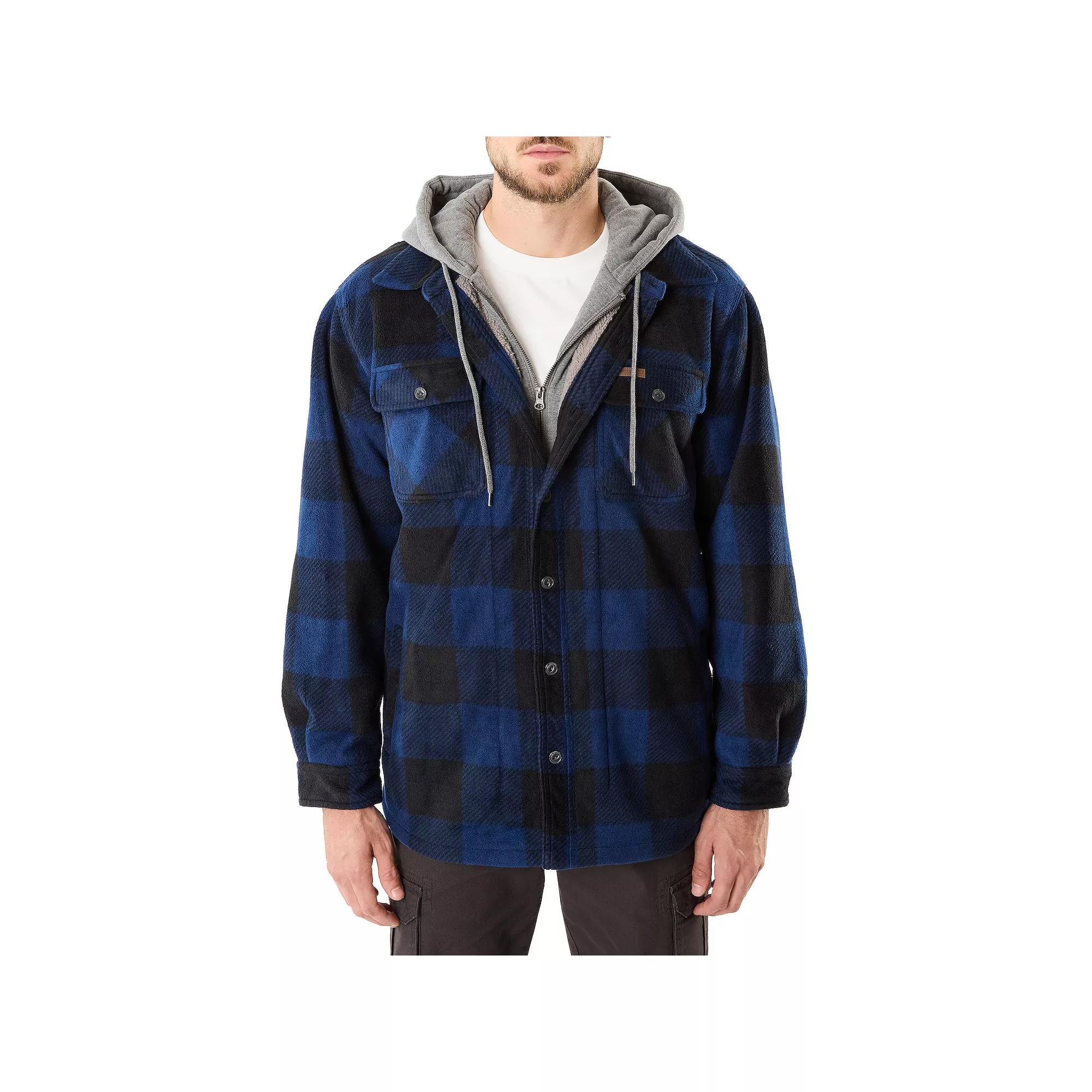 Big & Tall Smith's Workwear Sherpa-Lined Microfleece Shirt Jacket, Men's, Size: 3XB, Blue Black Product Image