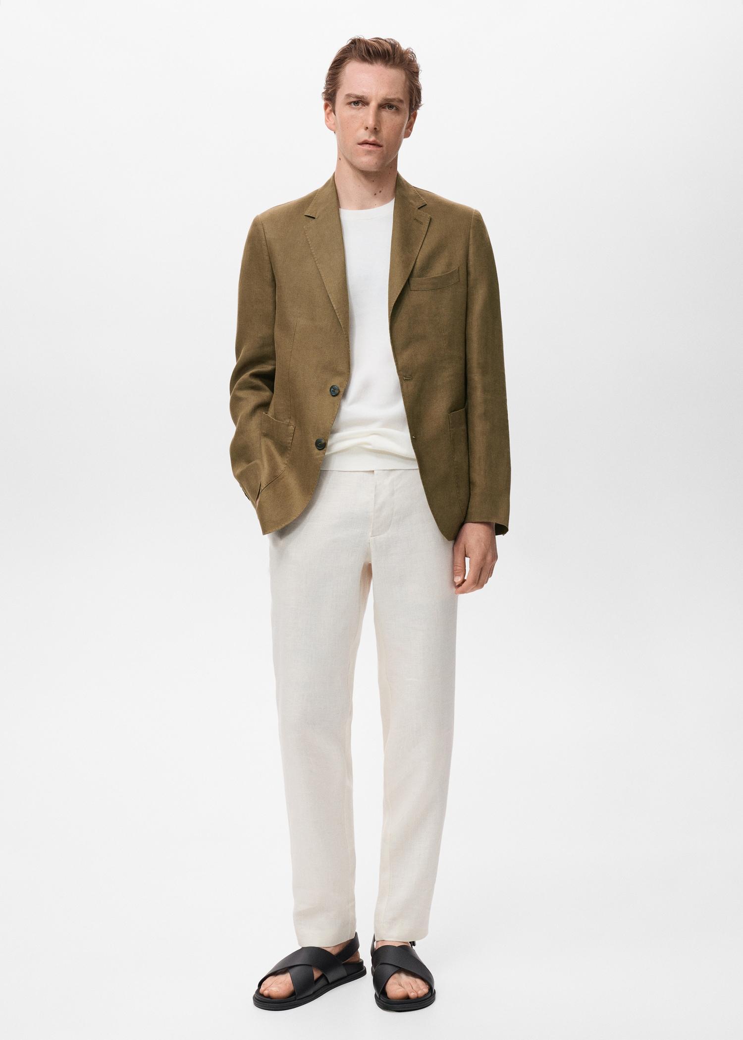 Salerno suit blazer 100% linen slim fit - Men | MANGO USA Product Image