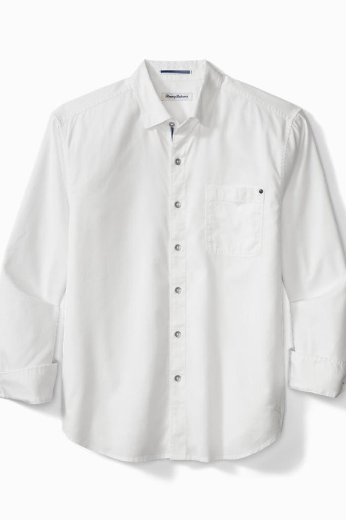 Tahitian Twill Long Sleeve Shirt- White Product Image