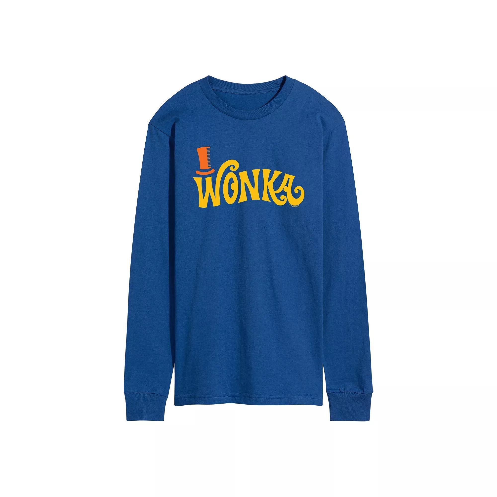 Mens Willy Wonka Retro Logo Long Sleeve Graphic Tee Product Image