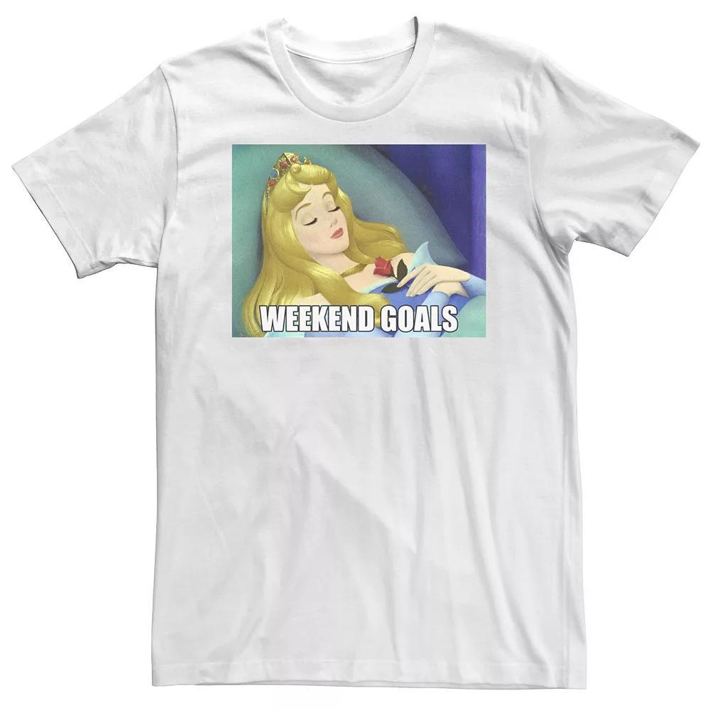 Big & Tall Disney Sleeping Beauty Aurora Weekend Goals Meme Tee, Men's, Size: XLT, White Product Image