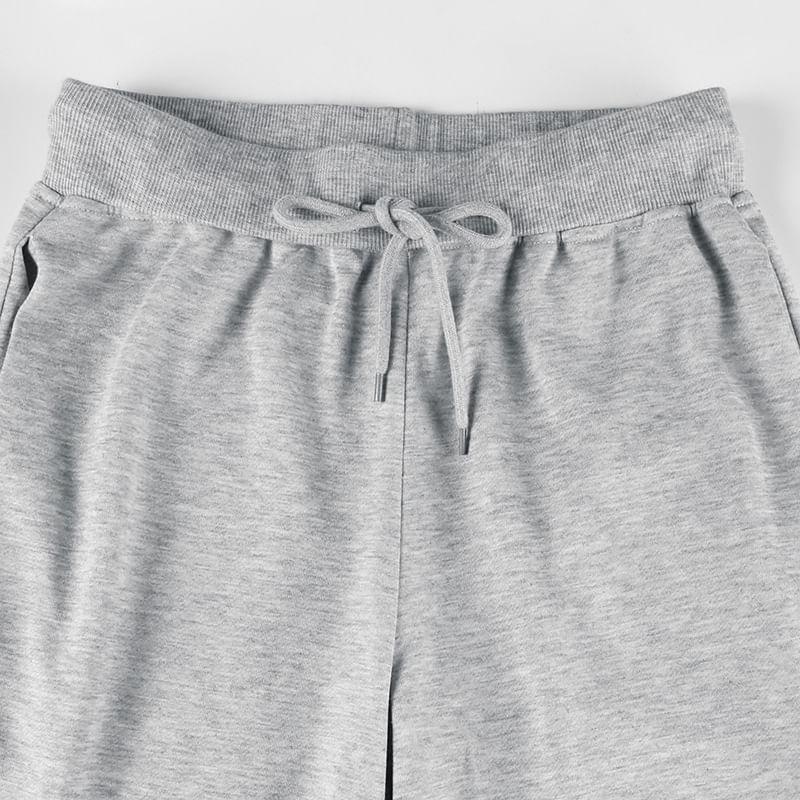 Drawstring Waist Melange Loose Fit Sweatpants Product Image