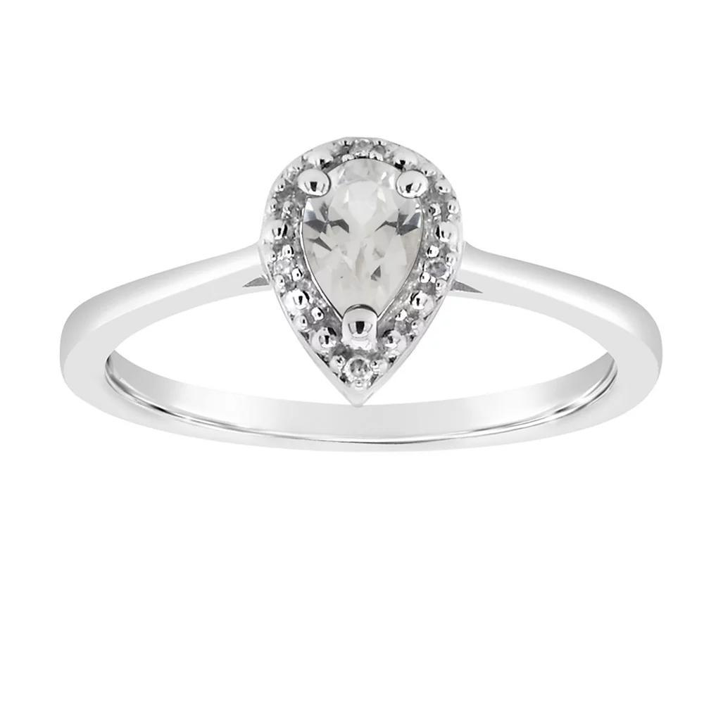 Celebration Gems Sterling Silver Pear Shaped Diamond Accent Frame Ring, Womens Moonstone Product Image