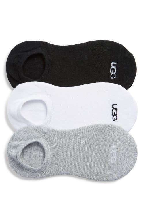 Womens UGG® Stella No Show Socks 3 Pack - White / Grey / Black Product Image