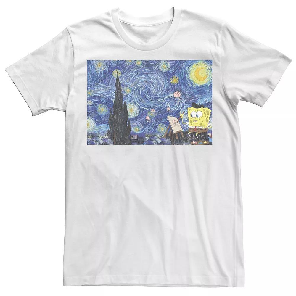 Men's Nickelodeon SpongeBob SquarePants Starry Night Painting Tee, Size: Medium, White Product Image