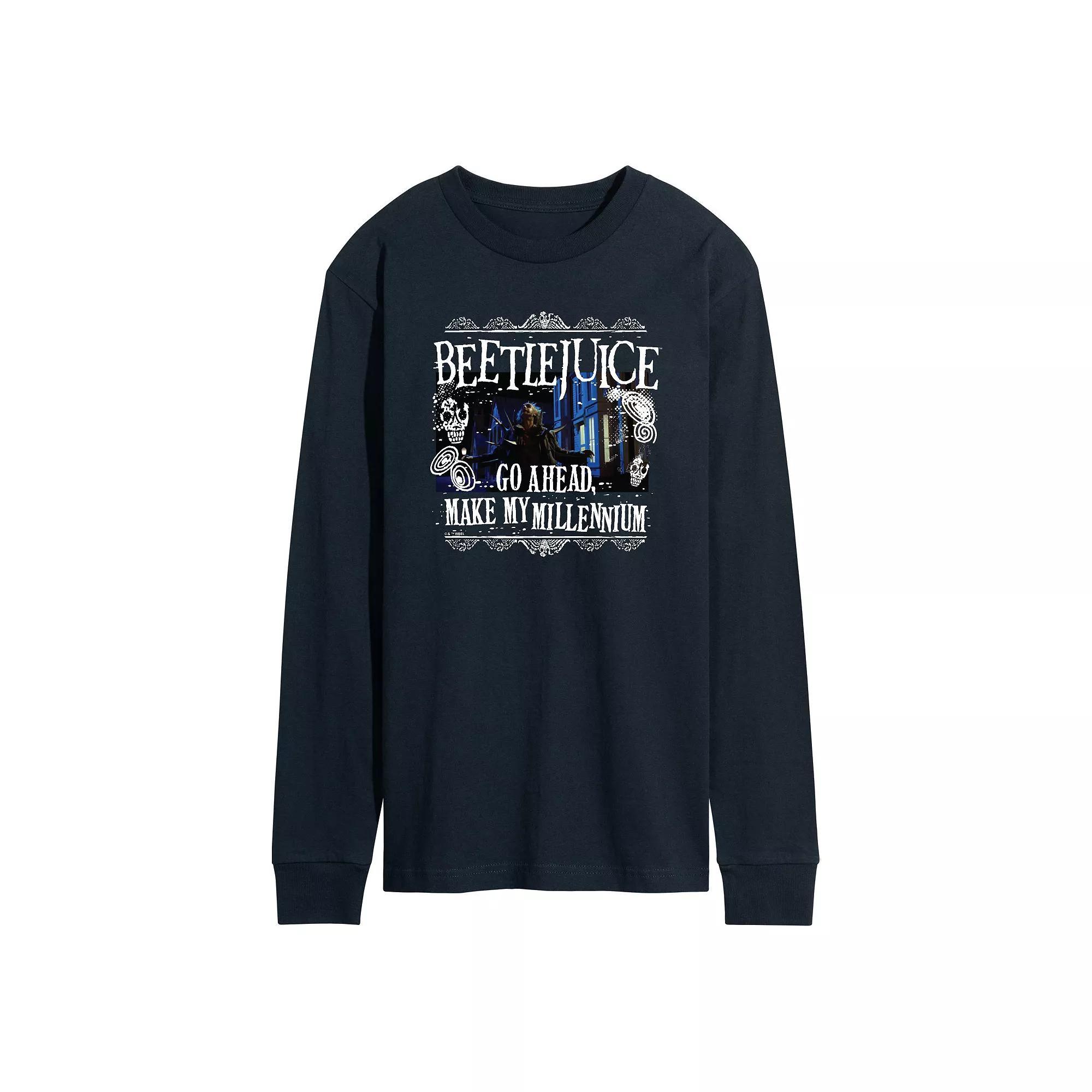 Mens Beetlejuice Make Me Millennium Long Sleeve Graphic Tee Blue Product Image