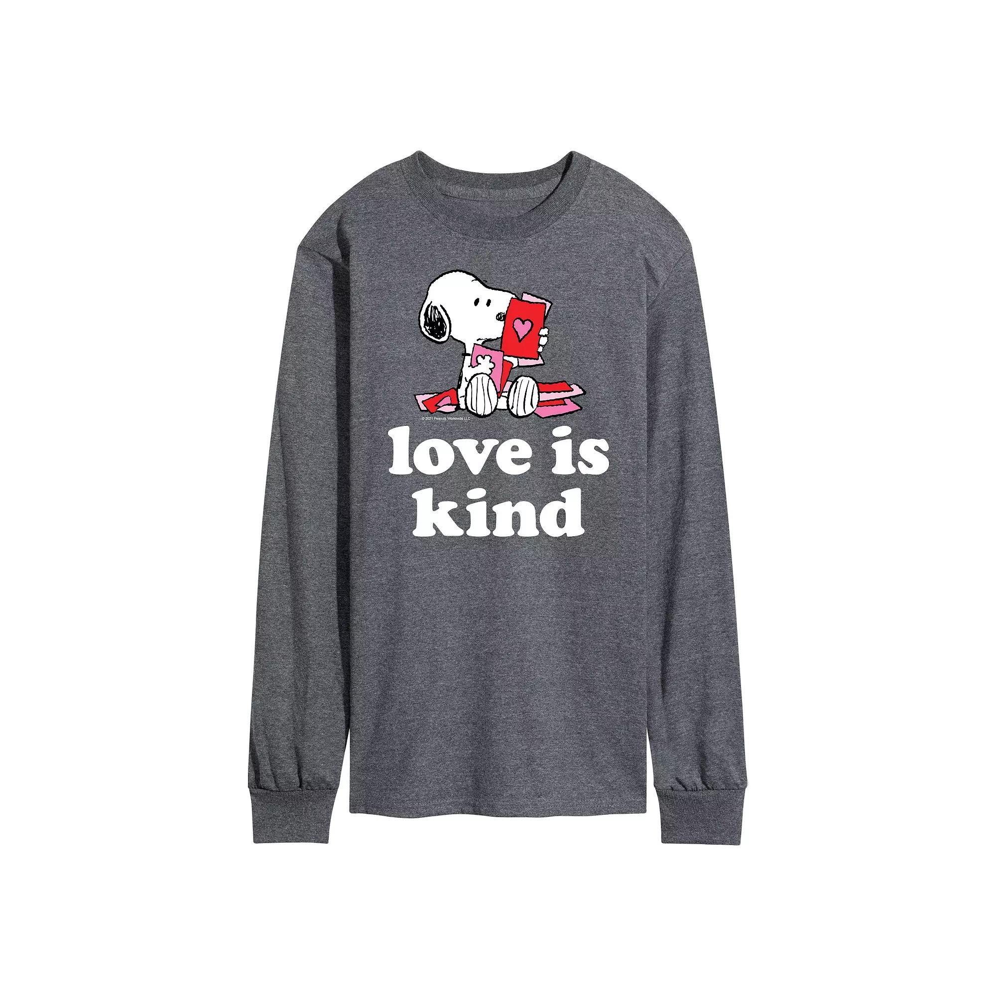 Mens Peanuts Love Is Kind Long Sleeve Tee Grey Product Image