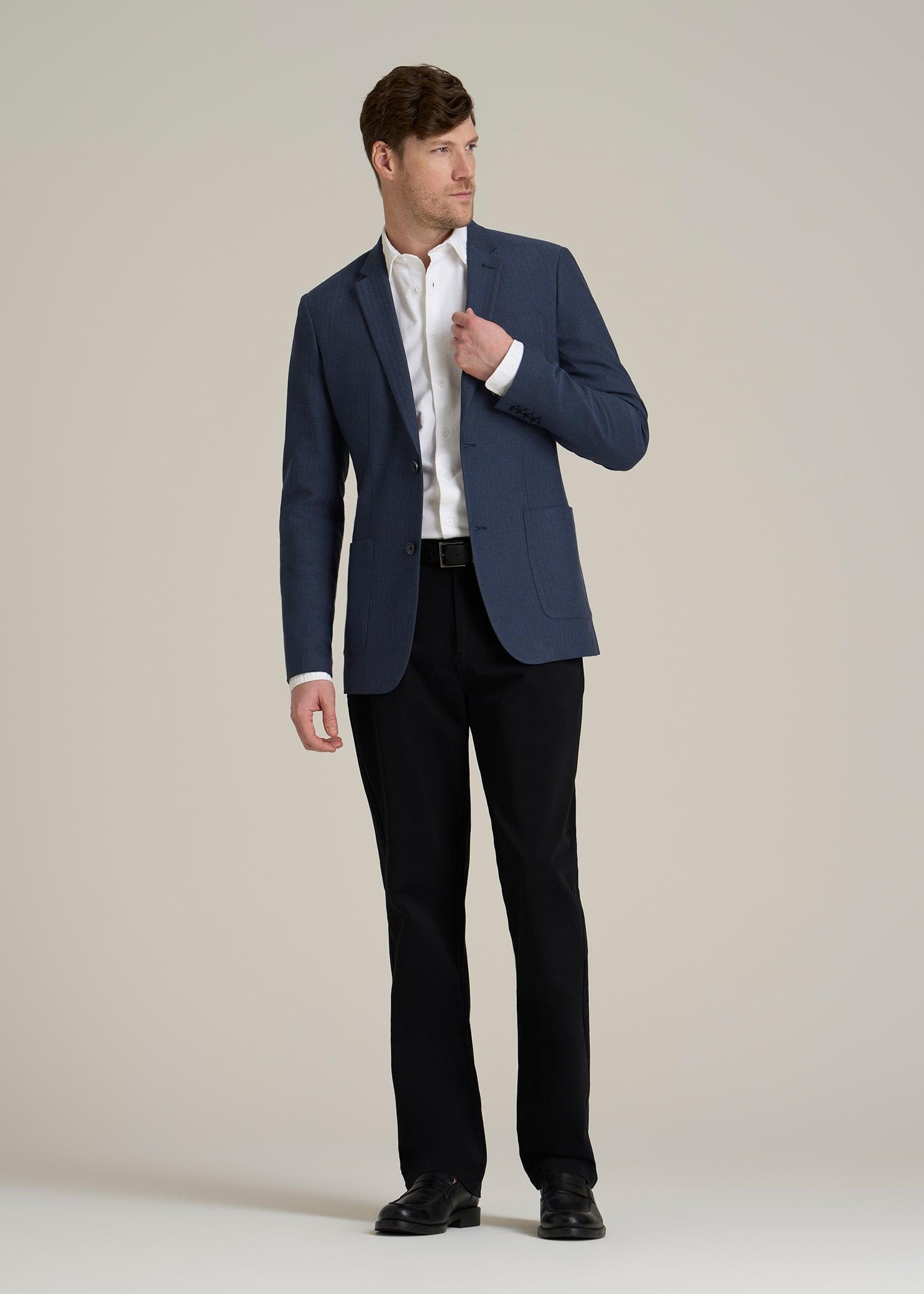 Men's Tall Core Blazer in Navy Blue Herringbone Product Image