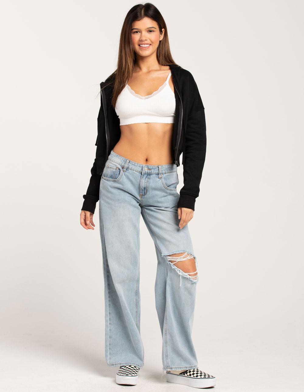 TILLYS Cropped Zip-Up Womens Hoodie - HEATHER GRAY Product Image