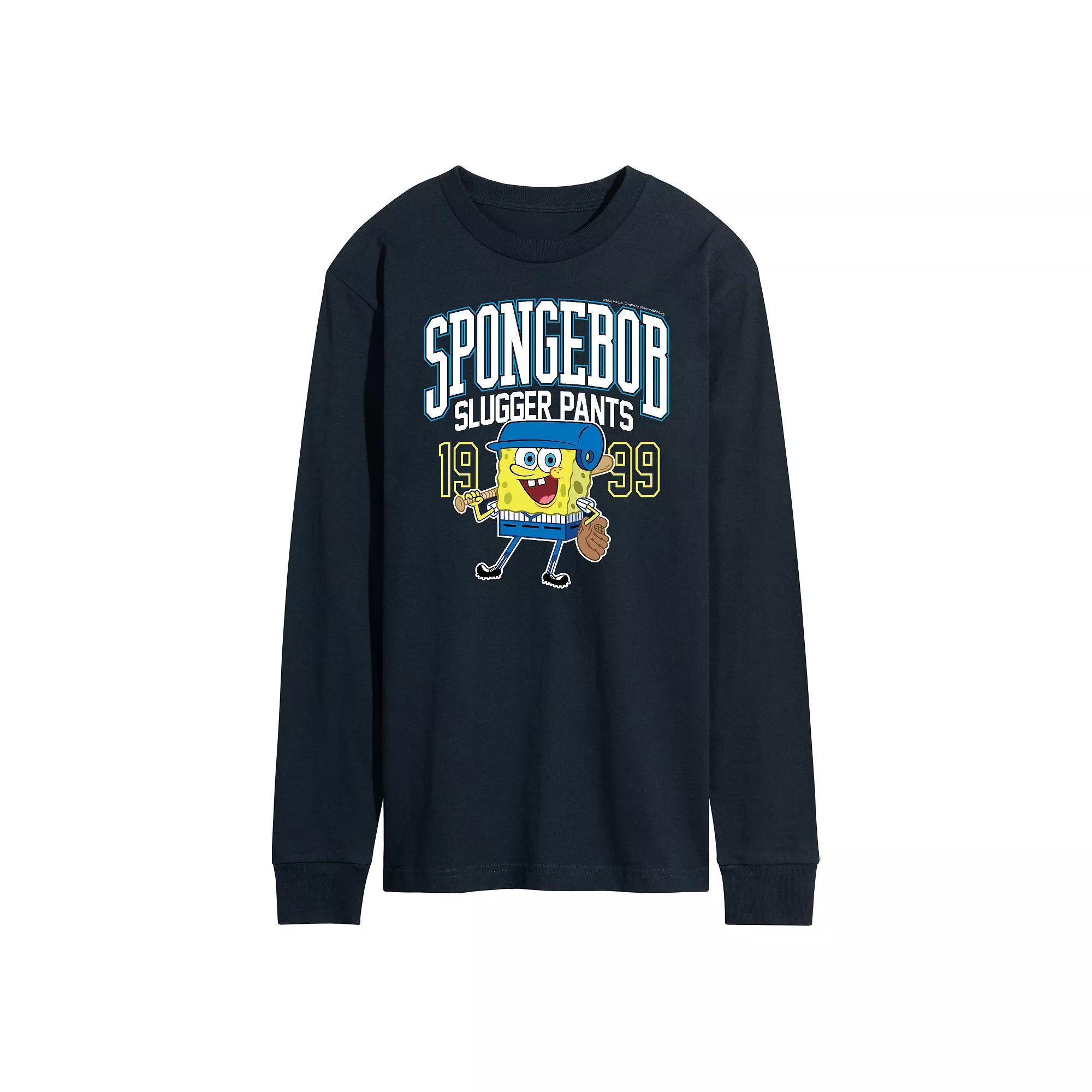 Mens Nickelodeon SpongeBob SquarePants Slugger Pants Long Sleeve Graphic Tee Blue Product Image