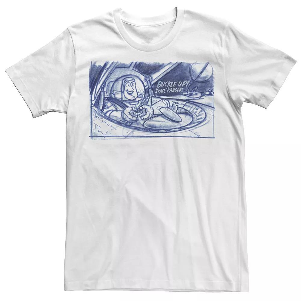 Disney / Pixar's Toy Story Buzz Lightyear Men's Buckle Up Sketch Tee, Size: XXL, White Product Image