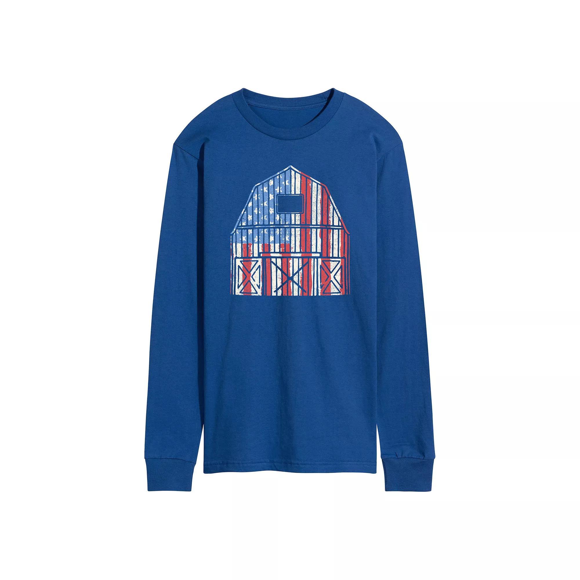 Men's USA Barn Long Sleeve Graphic Tee., Size: Large, Blue Product Image