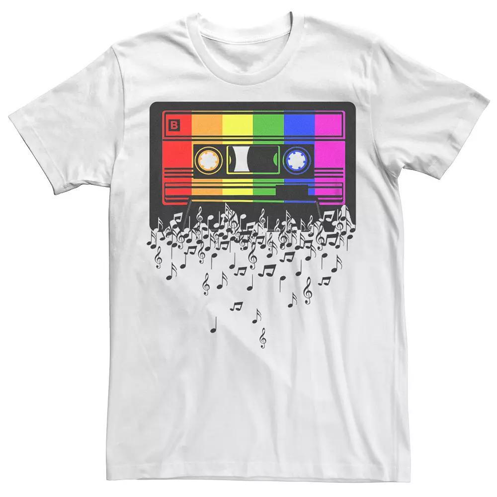 Men's Pride Rainbow Flag Music Note Cassette Graphic Tee, Size: Large, Athletic Grey Product Image