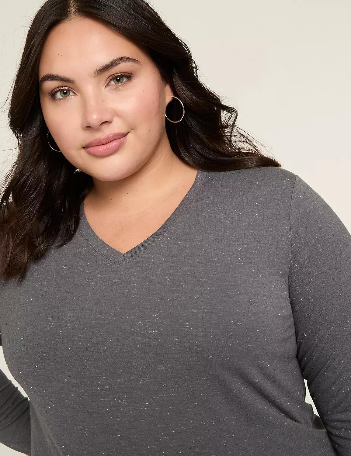 Shimmer V-Neck Tunic Tee Product Image