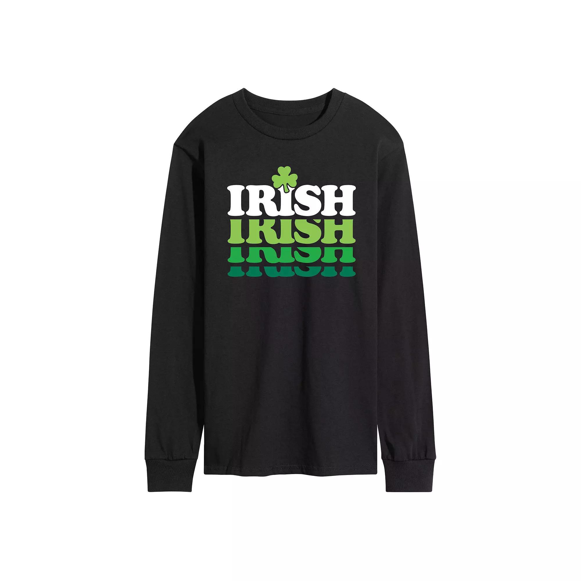 Mens Irish Retro Repeat Long Sleeve Graphic Tee Product Image
