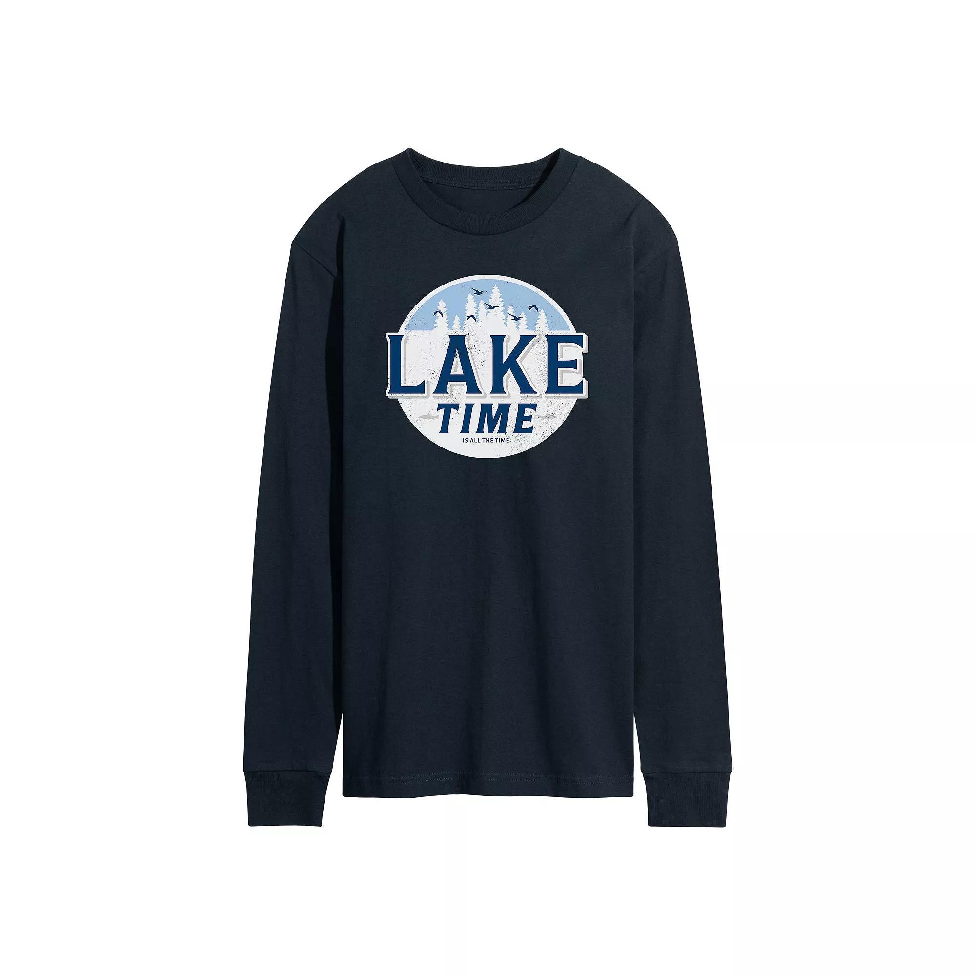 Mens Lake Time Long Sleeve Tee Blue Product Image