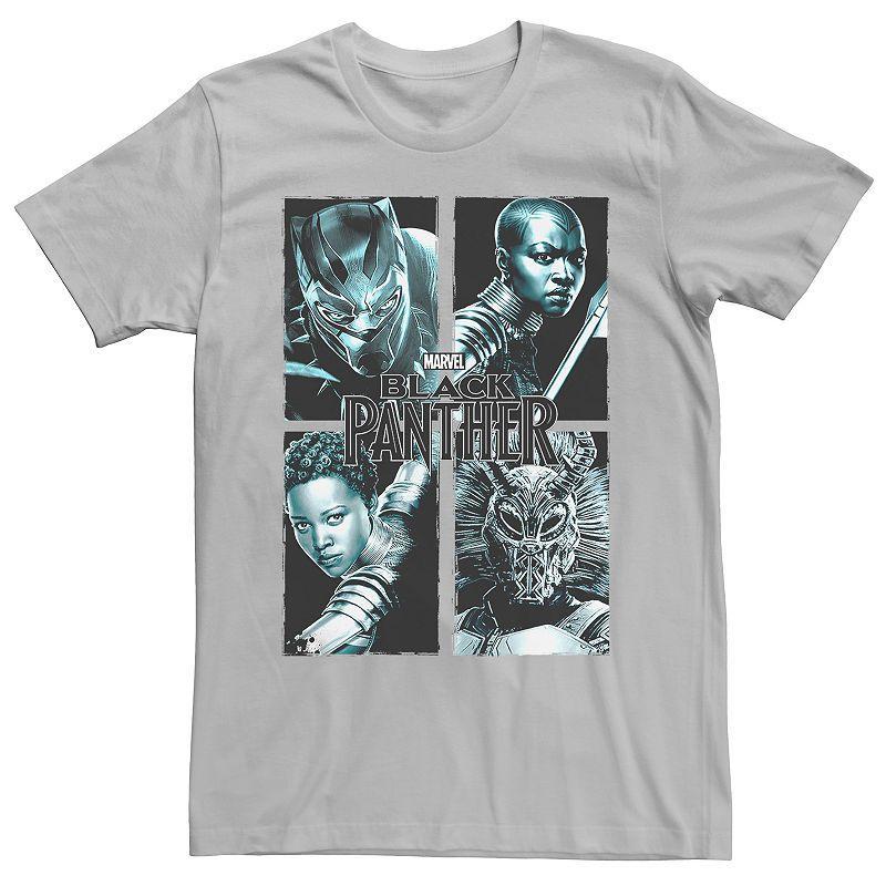 Men's Black Panther Characters Tee, Size: XL, Silver Product Image