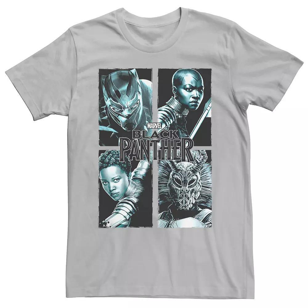 Men's Black Panther Characters Tee, Size: XL, Silver Product Image
