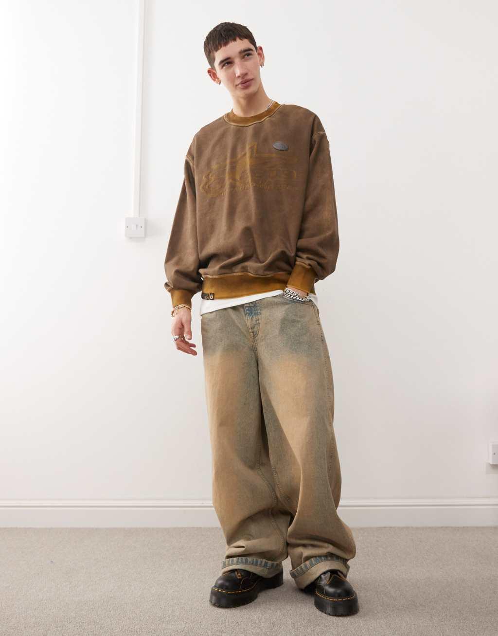 Aape By A Bathing Ape logo print front sweatshirt in beige Product Image
