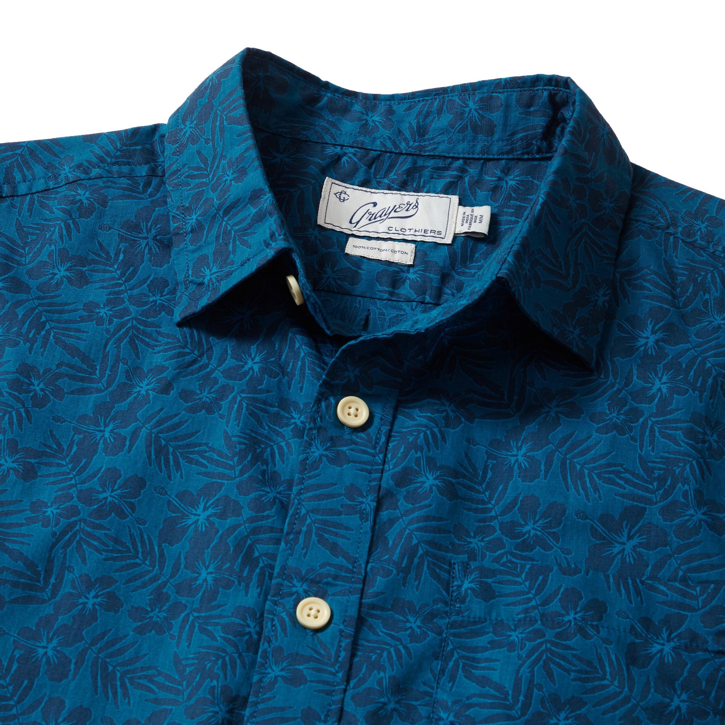 Printed Light Weight Poplin Shirt - Blue Coral (Final Sale)* Product Image