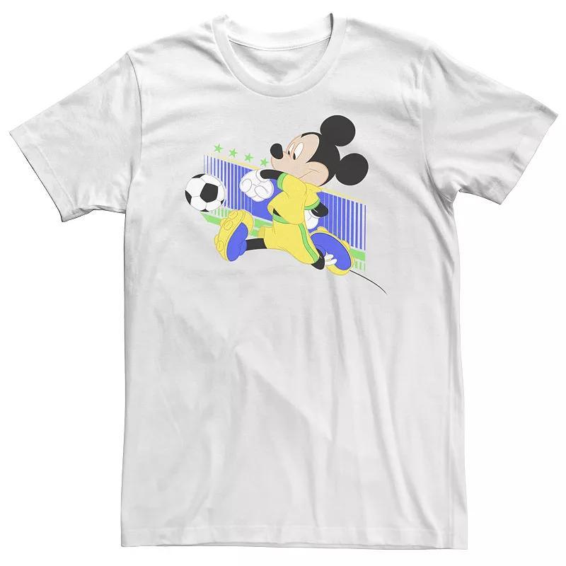 Big & Tall Disney Mickey Mouse Brazil Soccer Uniform Portrait Tee, Men's, Size: 3XL Tall, White Product Image
