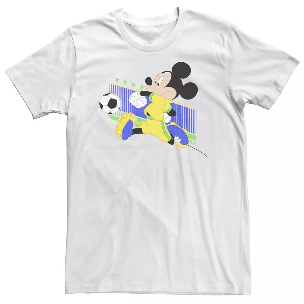Big & Tall Disney Mickey Mouse Brazil Soccer Uniform Portrait Tee, Men's, Size: 3XL Tall, White Product Image