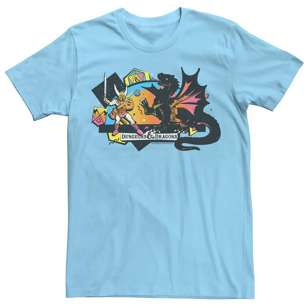 Men's Dungeons & Dragons 80s Battle Graphic Tee, Size: Medium, Light Blue Product Image