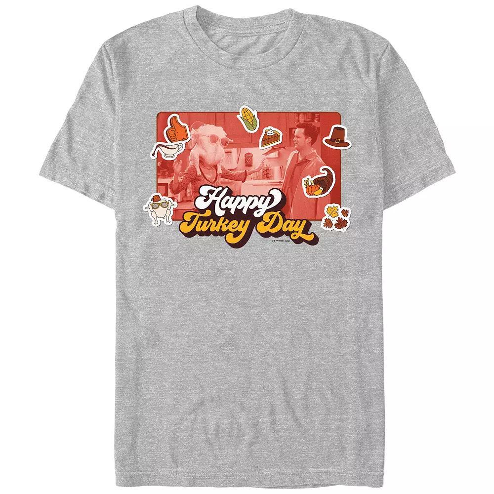 Men's Friends Happy Turkey Day Graphic Tee, Size: XS, Athletic Grey Product Image