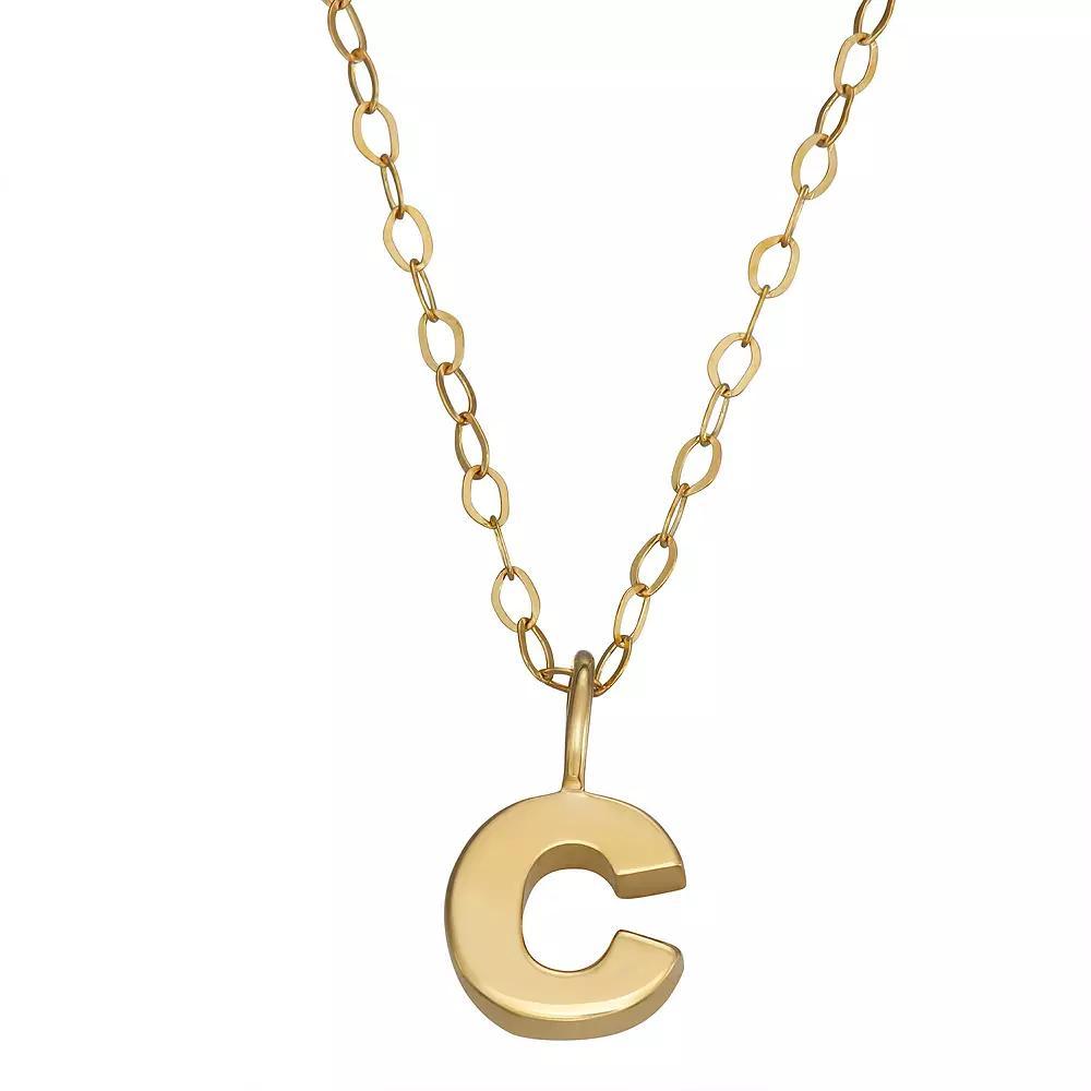 10K Gold Initial Pendant on 14K Gold Filled Chain, Womens Product Image