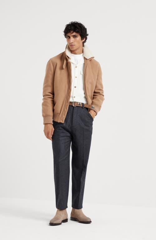 BRUNELLO CUCINELLI Virgin Wool Flannel Leisure Fit Trousers In Grey Product Image
