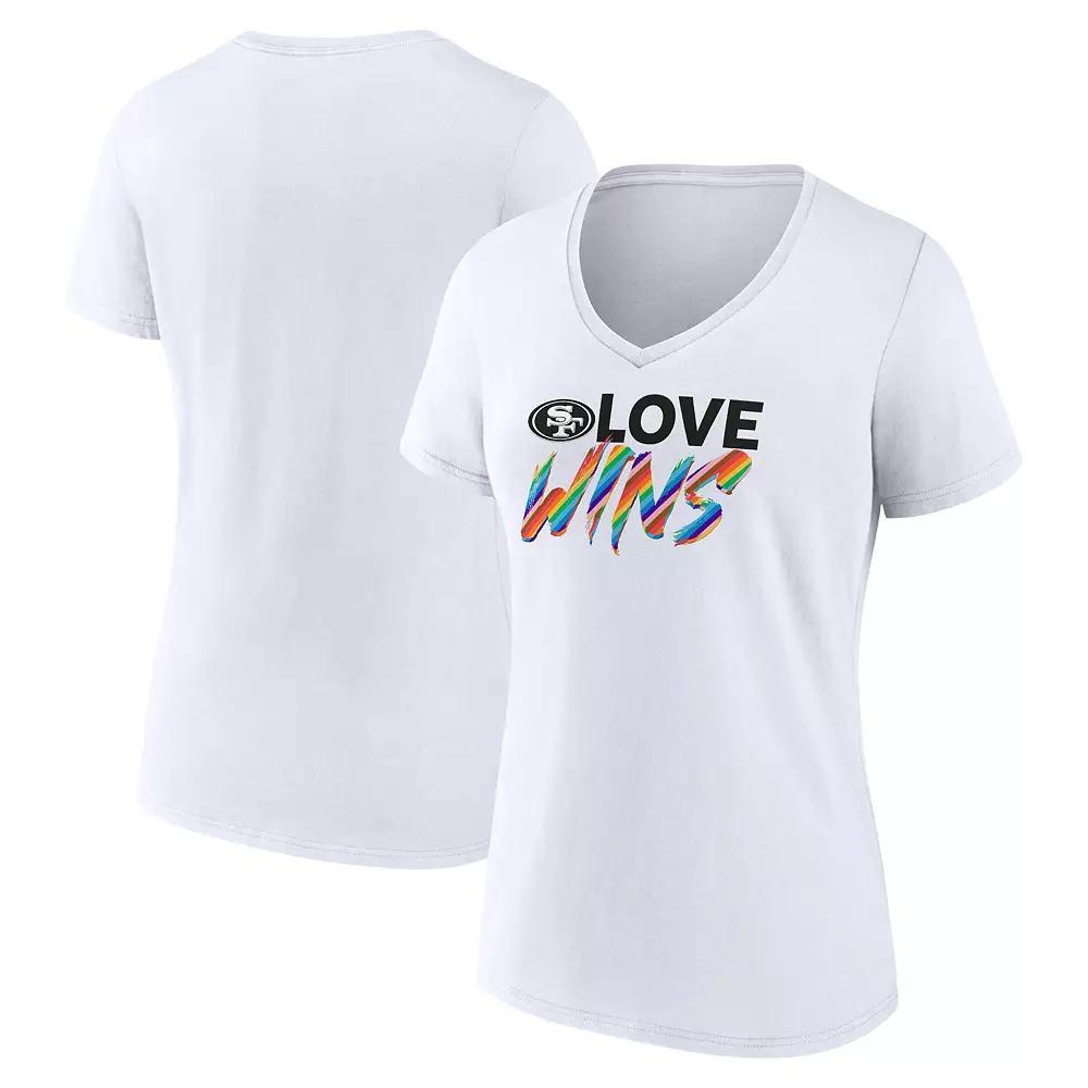 Women's Fanatics Branded White San Francisco 49ers Love Wins V-Neck T-Shirt, Size: Large Product Image