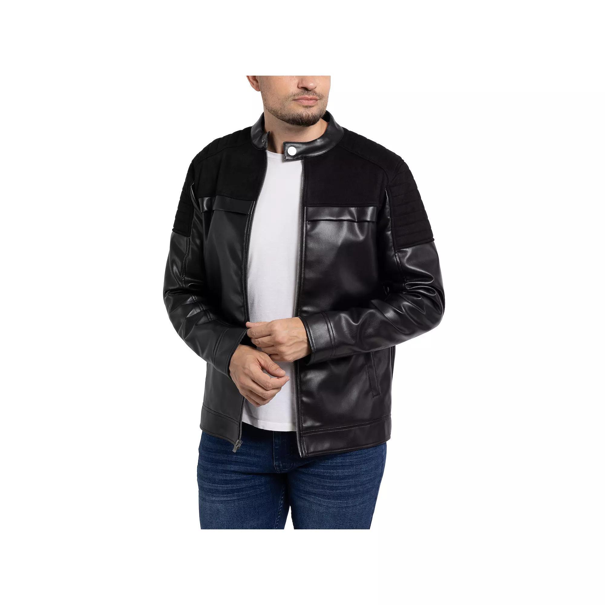 Men's Xray Shiny Faux Leather Jacket, Size: 2XL, Black Product Image