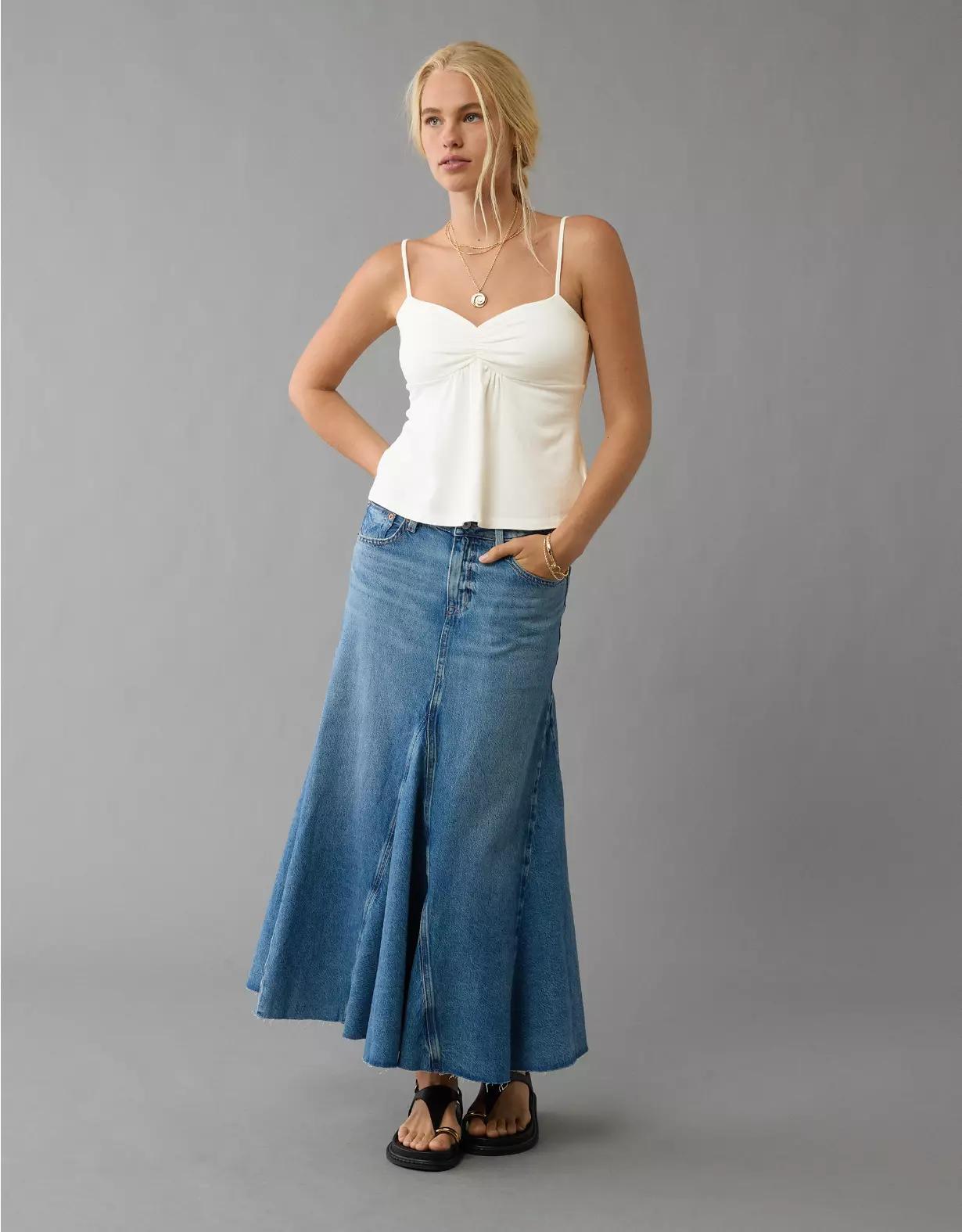 AE Cinched Sweetheart Babydoll Tank Top Product Image