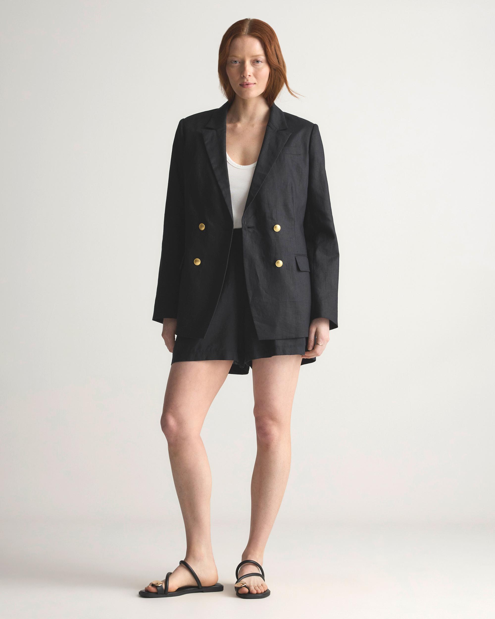 Quince | Women's 100% European Linen Relaxed Double-Breasted Blazer Size XL Product Image